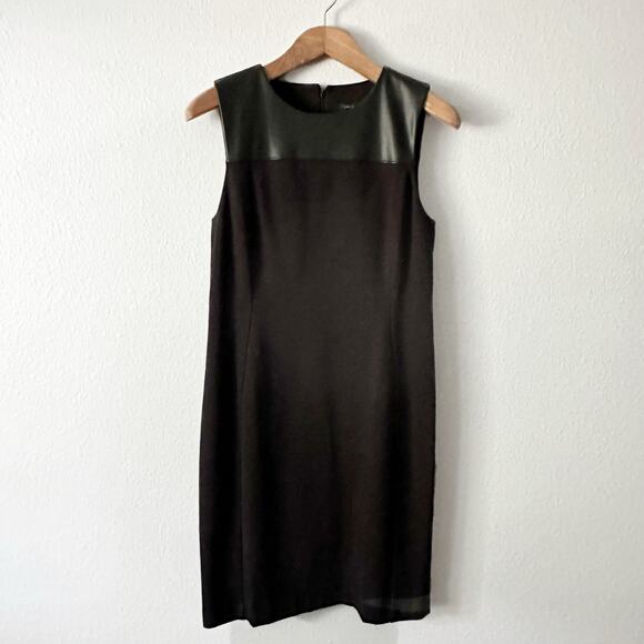 Ann Taylor Faux Leather Ponte Knit Sleeveless Sheath Dress women’s size 10 NEW - Picture 1 of 11
